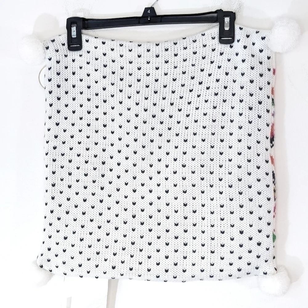 Decorative square knit pillow cover fair isle geometric pom teen tween NWT